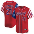 P.Pirates #21 Roberto Clemente Player Red 2025 Independence Day Vapor Premier Limited Stitched Jerseys