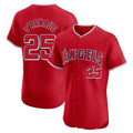 LA.Angels #25 Travis d'Arnaud Player Red Home Limited Elite Gdoa Stitched Jerseys
