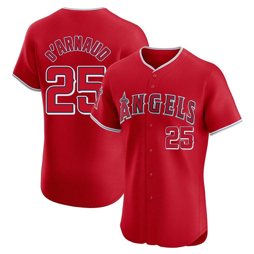 LA.Angels #25 Travis d'Arnaud Player Red Home Limited Elite Gdoa Stitched Jerseys
