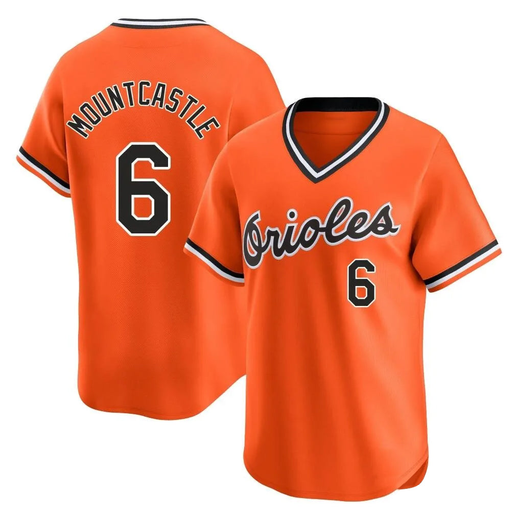 B.Orioles #6 Ryan Mountcastle Player Orange T-shirt Limited Home Game Gdoa Stitched Jerseys
