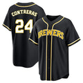 M.Brewers #24 William Contreras Player Black Fashion Out Home Game Gdoa Stitched Jerseys