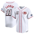 C.Reds #11 Barry Larkin Player White Speedway Classic Home Limited Gdoa Stitched Jerseys