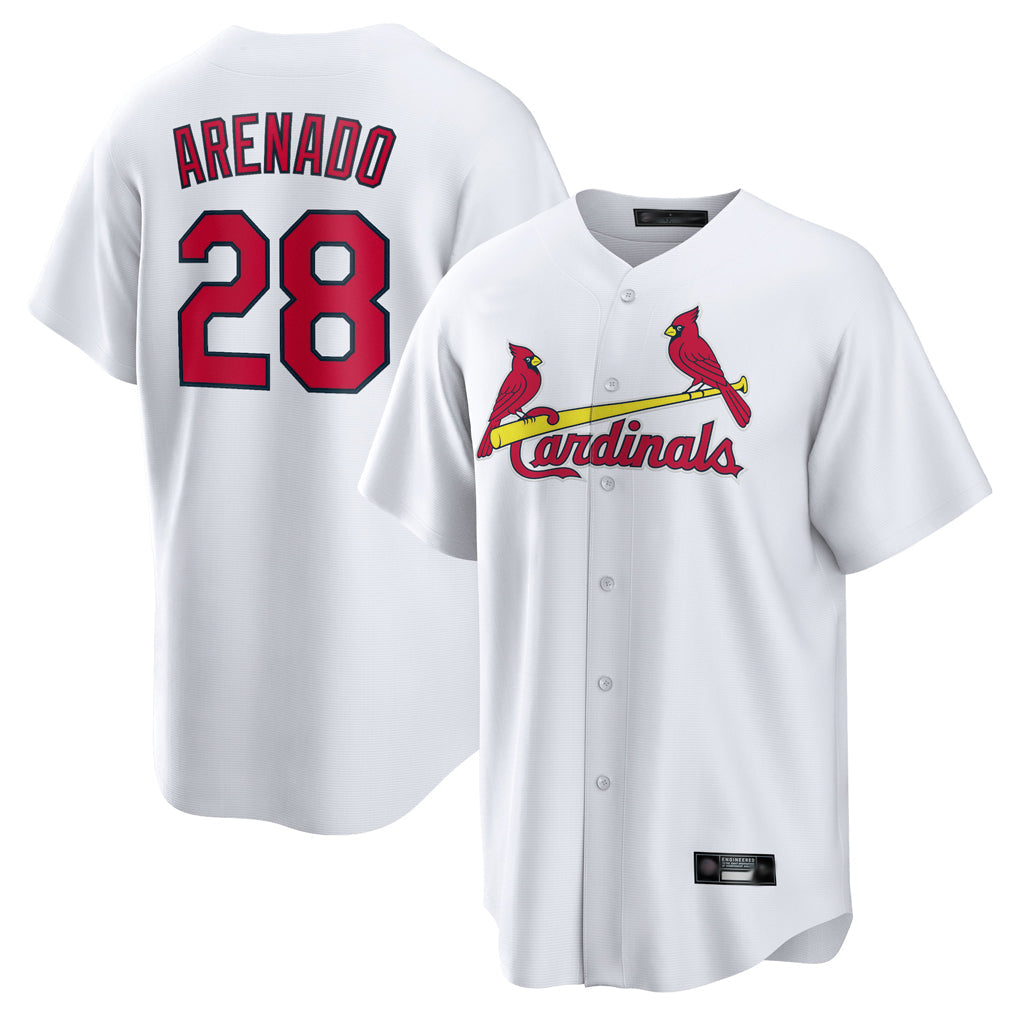 St. Louis Cardinals #28 Nolan Arenado Player White Home Game Stitched Jerseys
