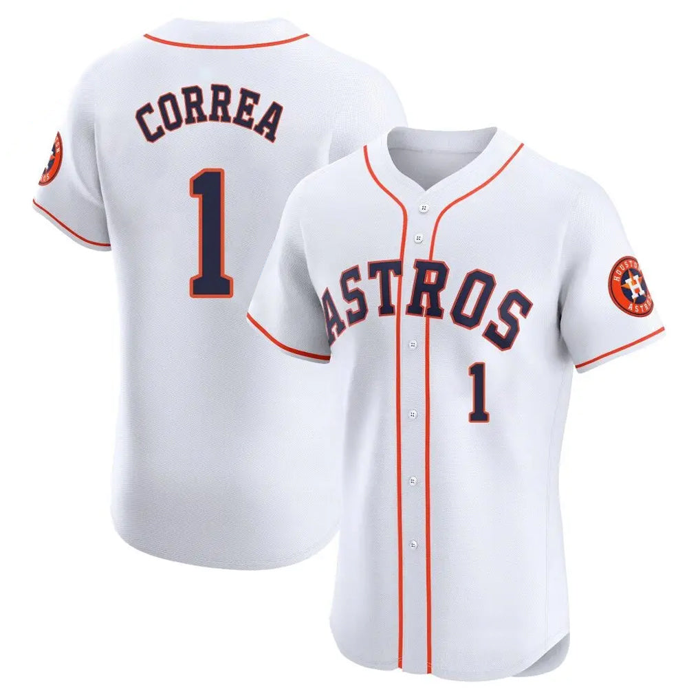 H.Astros #1 Carlos Correa Player White Limited Elite Home Gdoa Stitched Jerseys