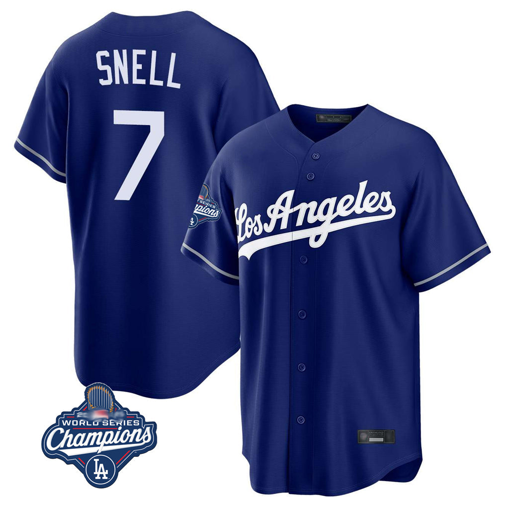 LA.Dodgers #7 Blake Snell Player Royal Game World Series Meet Gdoa Stitched Jerseys