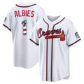 A.Braves #1 Ozzie Albies Player White USA 250 Fourth Of July Limited Home Game Gdoa250Ys Stitched Jerseys