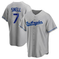 LA.Dodgers #7 Blake Snell Player Gray Road Game Gdoa Stitched Jerseys