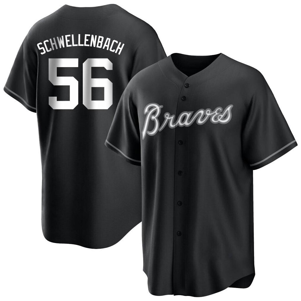 A.Braves #56 Spencer Schwellenbach Player Black Home Game Gdoa Stitched Jerseys