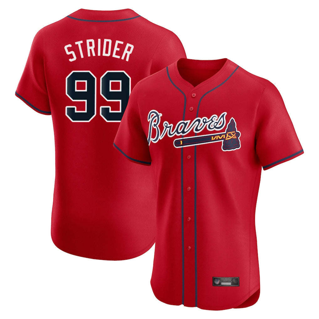 A.Braves #99 Spencer Strider Player Red Limited Elite Home Game Gdoa Stitched Jerseys