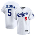 LA.Dodgers #5 Freddie Freeman Player White Limited Home Gdoa Stitched Jerseys