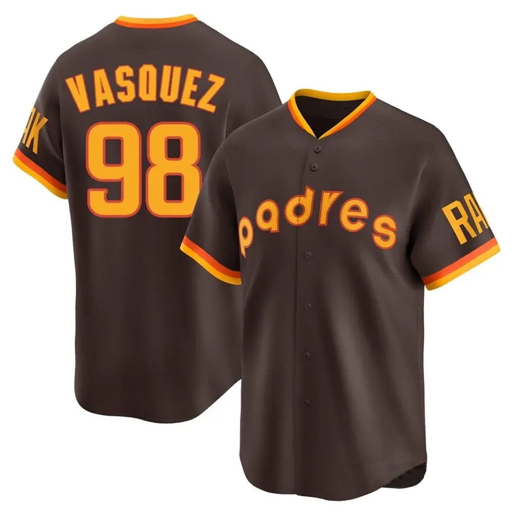 S.Diego Padres #98 Randy Vasquez Player Brown Home Cooperstown Collection Replica Game Stitched Jerseys