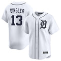 D.Tigers #13 Dillon Dingler Player White Home Limited Gdoa Stitched Jerseys
