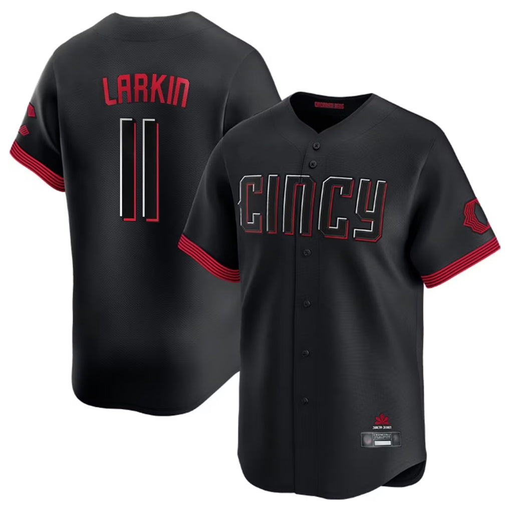 C.Reds #11 Barry Larkin Player Black City Connect Home Limited Gdoa Stitched Jerseys