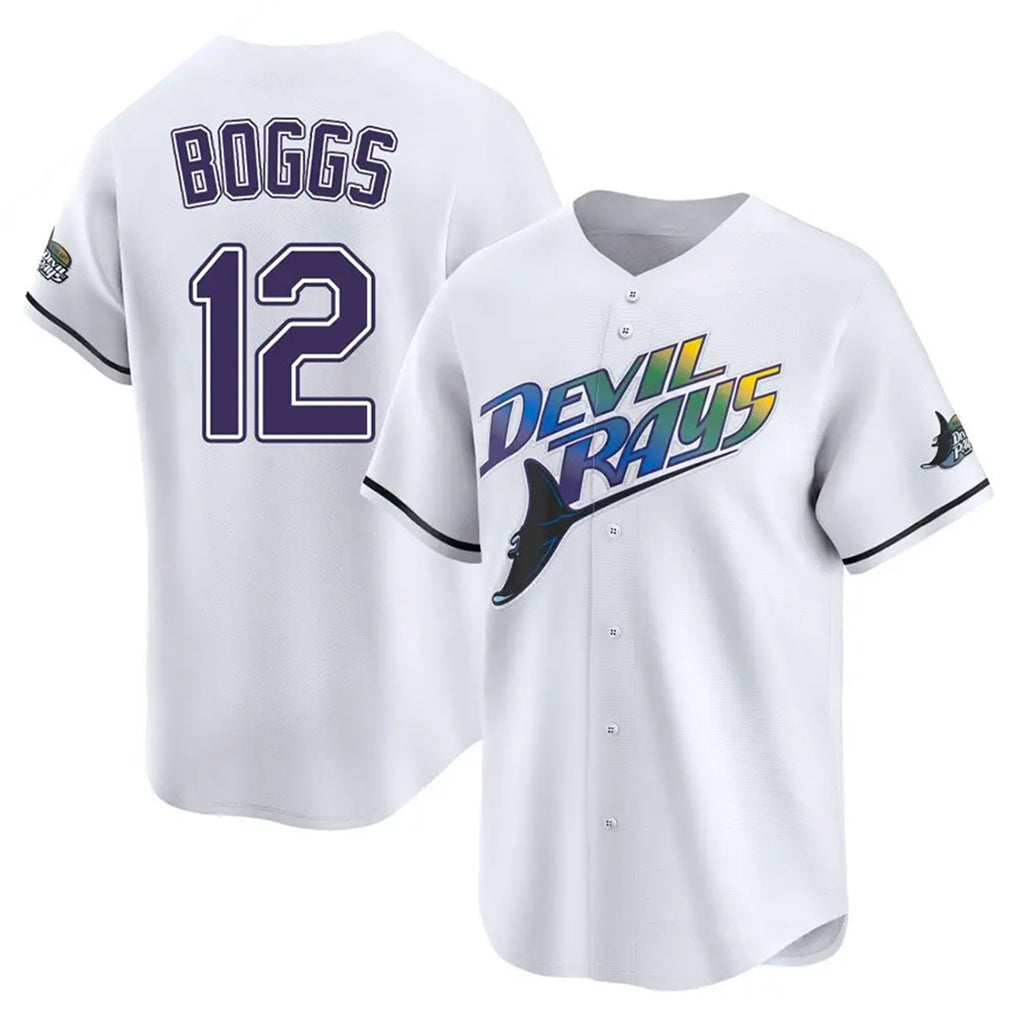 T.Bay Rays #12 Wade Boggs Player White City Connect Home Stitched Jerseys