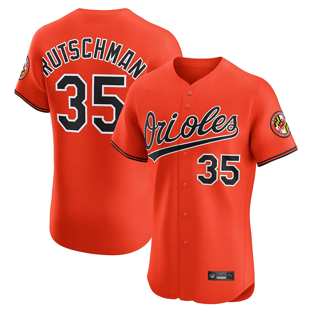 B.Orioles #35 Adley Rutschman Player Orange Limited Elite Home Game Gdoa Stitched Jerseys