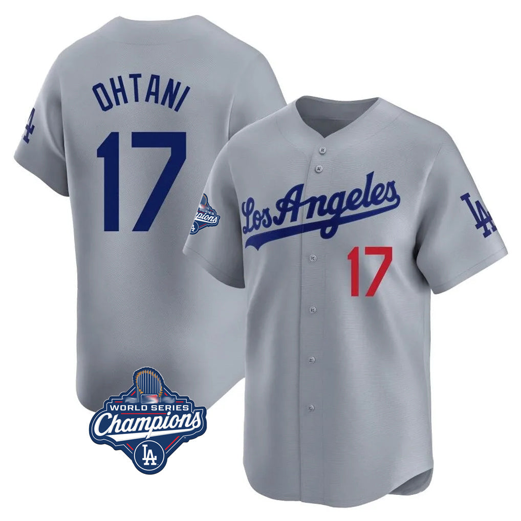 LA.Dodgers #17 Shohei Ohtani Player Gray World Series Meet Limited Home Gdoa Stitched Jerseys