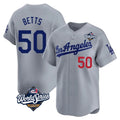 LA.Dodgers #50 Mookie Betts Player Gray World Series Limited Home Gdoa Stitched Jerseys