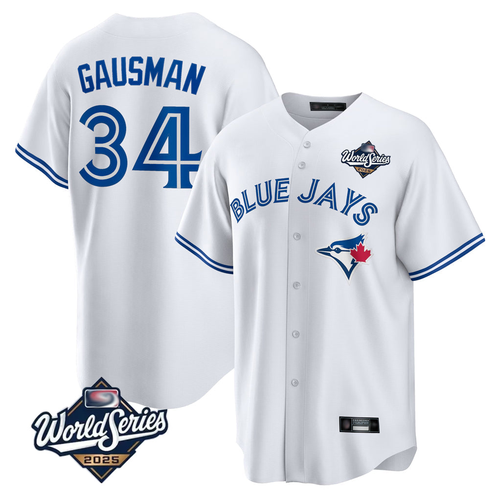 T.Blue Jays #34 Kevin Gausman Player White 2025 American League All Gdoa Stitched Jersey