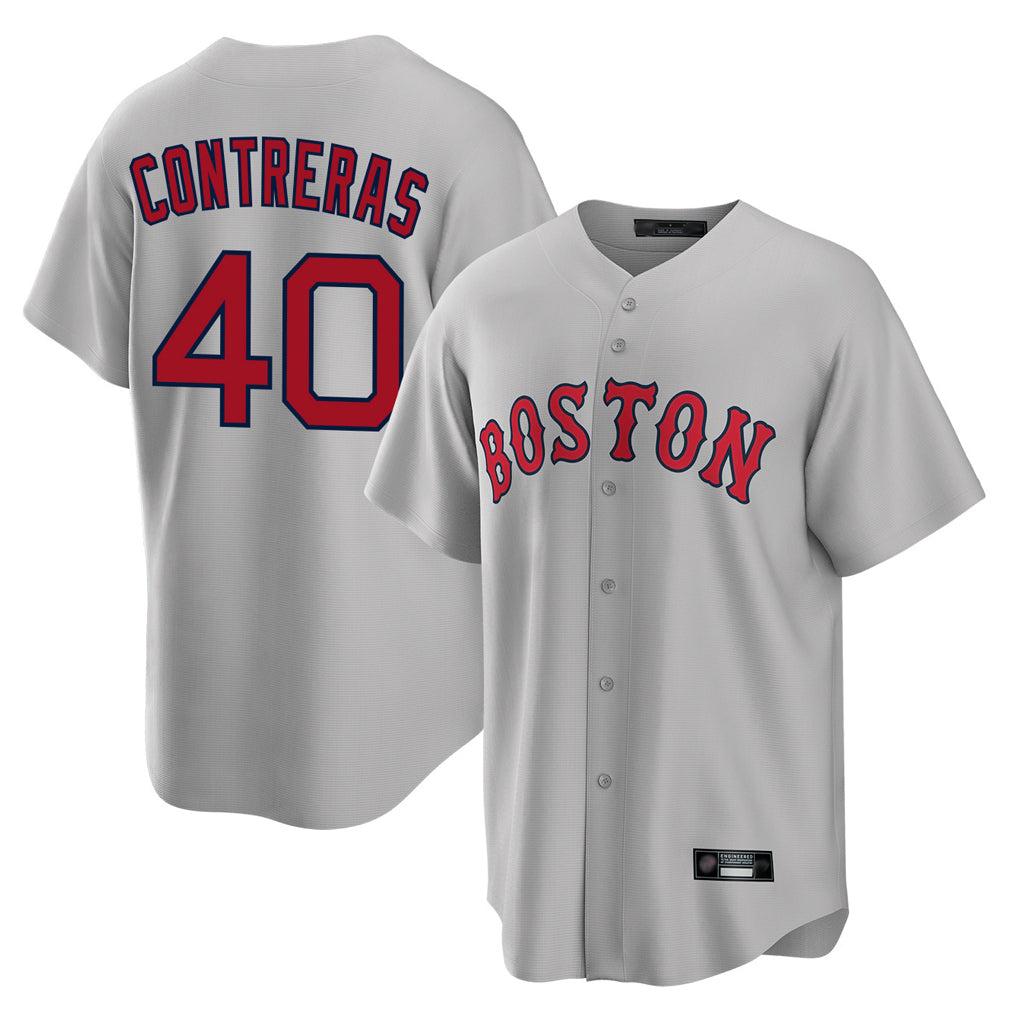 B.Red Sox #40 Willson Contreras Player Gray Road Home Game Gdoa Stitched Jerseys