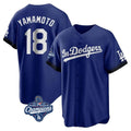 LA.Dodgers #18 Yoshinobu Yamamoto Player Royal World Series Meet City Connect Home Game Gdoa Stitched Jerseys