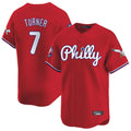 P.Phillies #7 Trea Turner Player Red Phillies & Eagles Vapor Premier Limited Stitched Jerseys