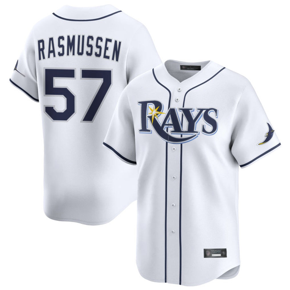 T.Bay Rays #57 Drew Rasmussen Player White Home Limited Stitched Jerseys