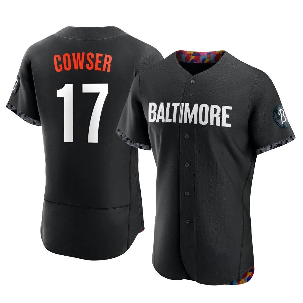 B.Orioles #17 Colton Cowser Player Black City Connect Limited Elite Home Game Gdoa Stitched Jerseys
