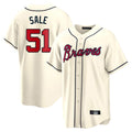 A.Braves #51 Chris Sale Player Cream Home Game Gdoa Stitched Jerseys