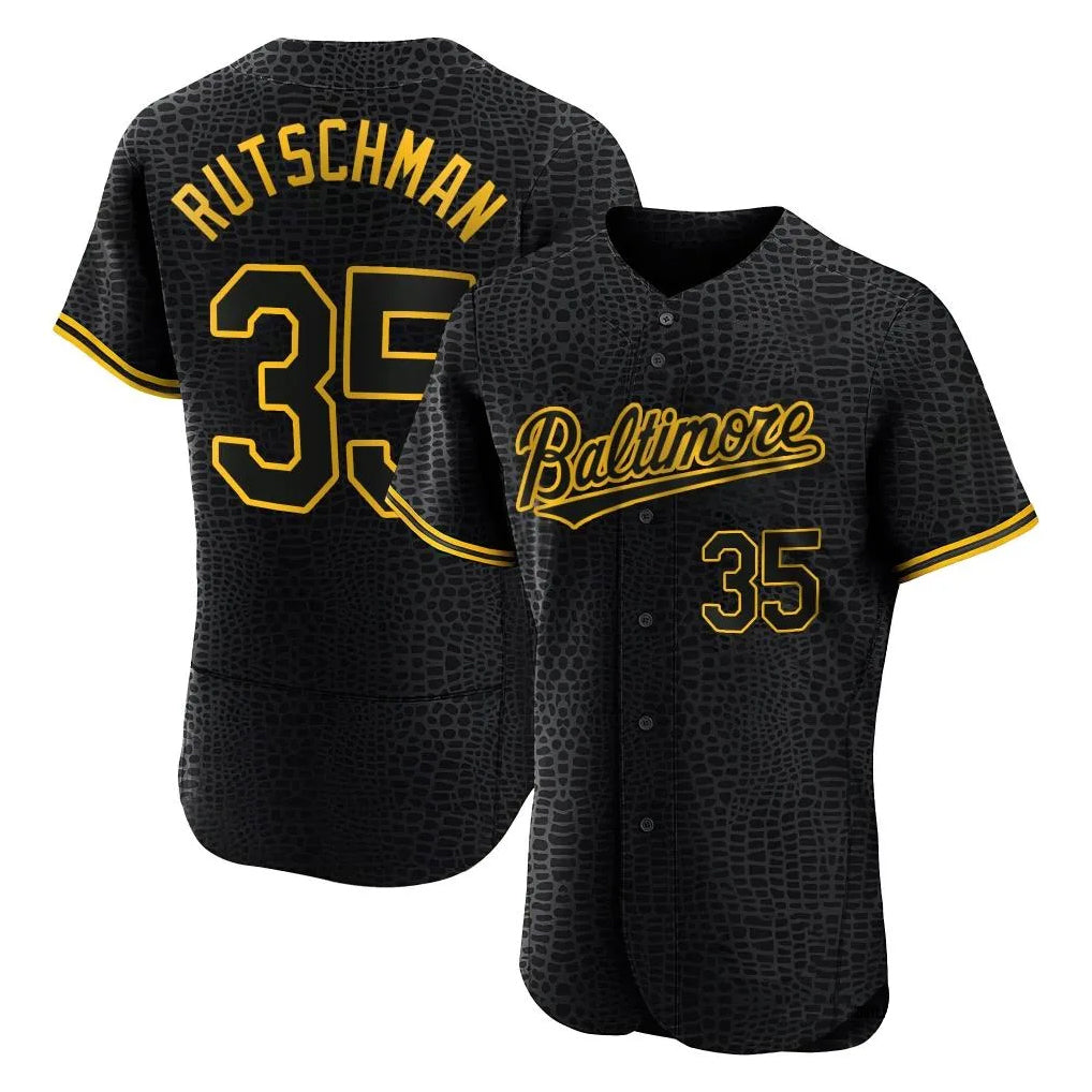 B.Orioles #35 Adley Rutschman Player Black Snake Skin City Limited Elite Home Gdoa Stitched Jerseys