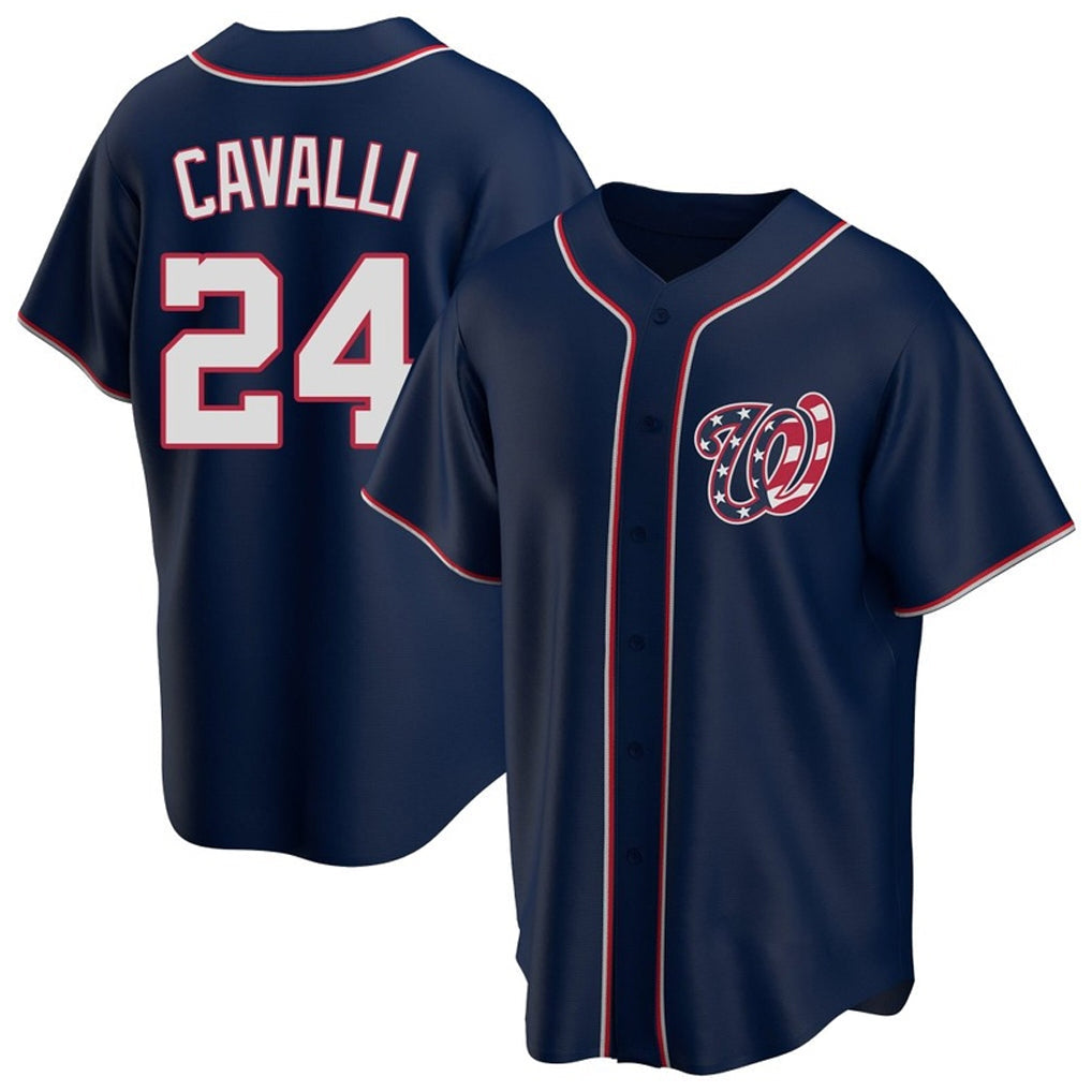 W.Nationals #24 Cade Cavalli Player Navy Blue Replica Game Stitched Jerseys