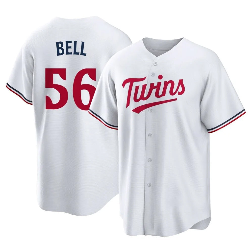 M.Twins #56 Josh Bell Player White Home Game Gdoa Stitched Jerseys