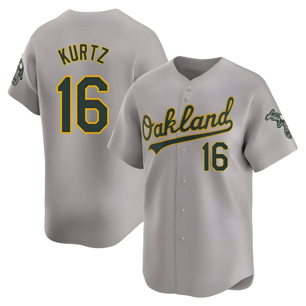 Athletics #16 Nick Kurtz Player Grey Home Limited Stitched Jerseys