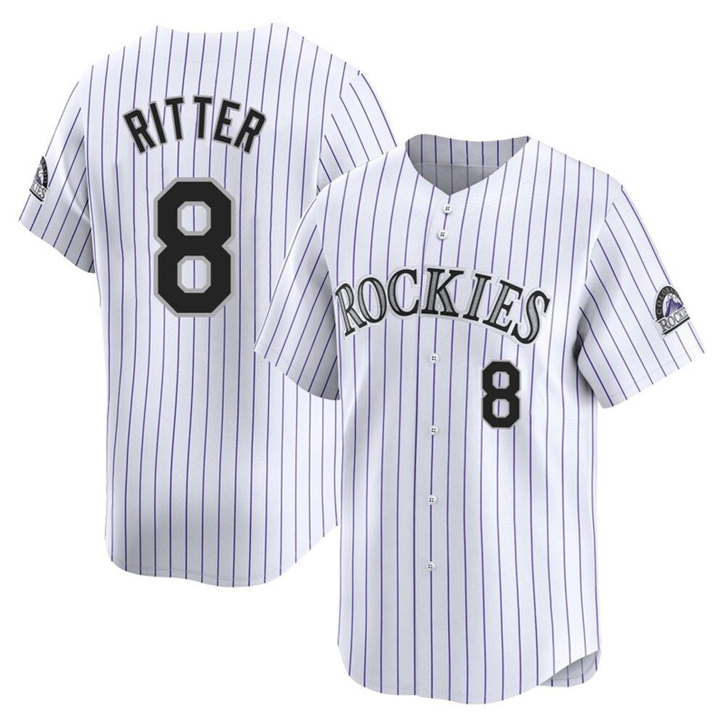 C.Rockies #8 Ryan Ritter Player White Limited Home Gdoa Stitched Jerseys