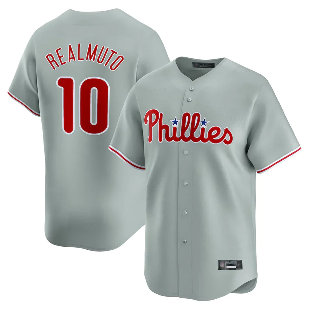 P.Phillies #10 J.T. Realmuto Player Gray Home Limited Gdoa Stitched Jerseys