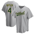 Athletics #4 Lawrence Butler player Gray Replica Road Stitched Jersey