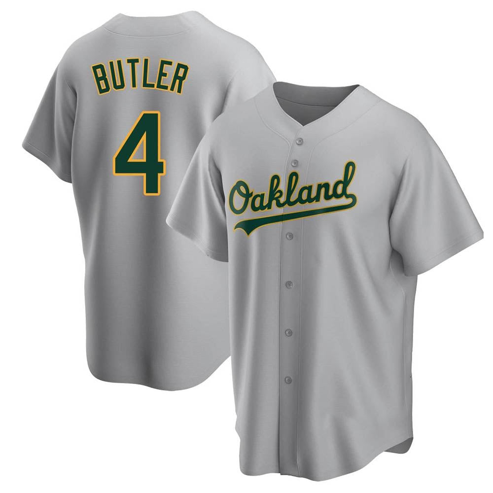 Athletics #4 Lawrence Butler player Gray Replica Road Stitched Jersey