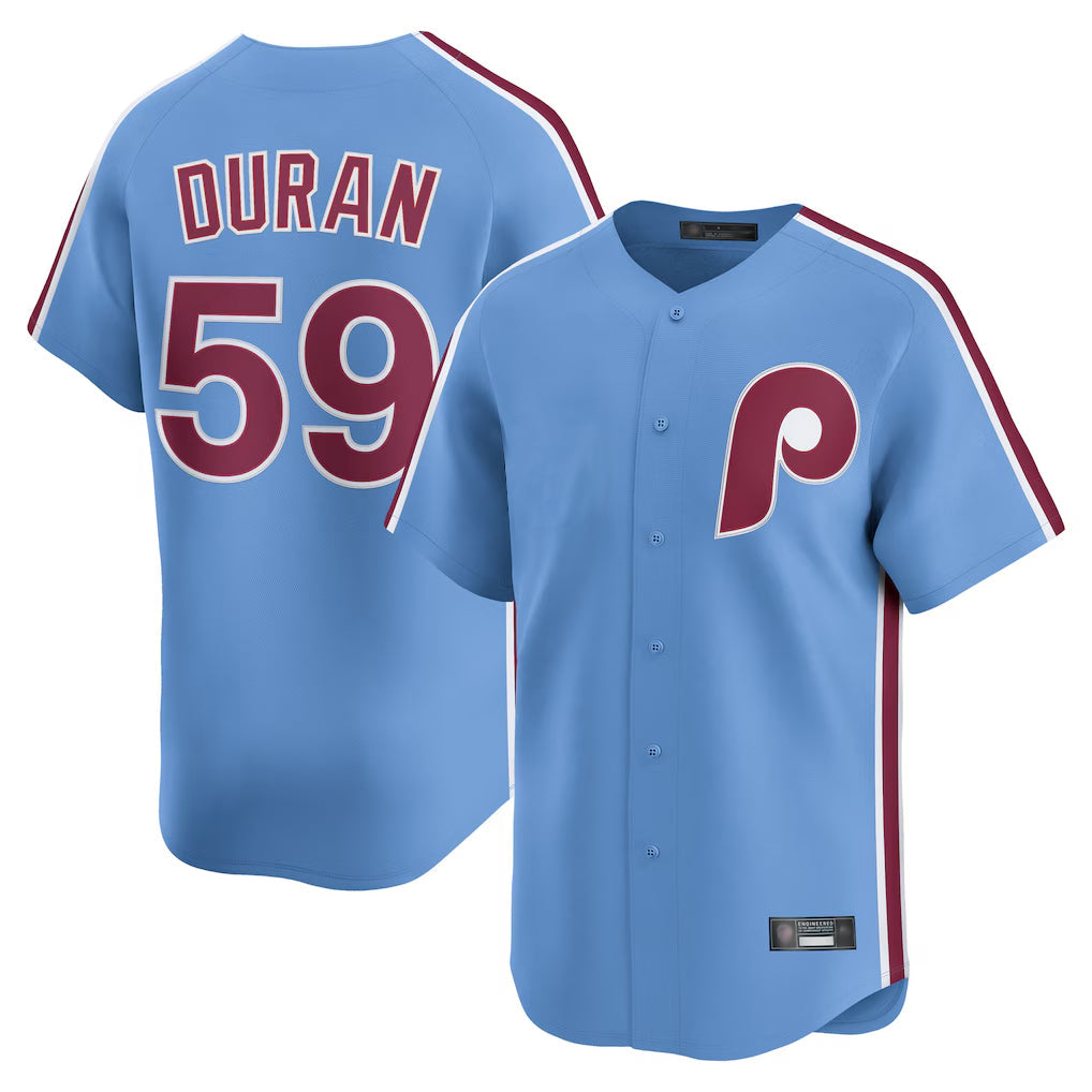 P.Phillies #59 Jhoan Duran Player Light Blue Home Game Stitched Jerseys