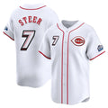 C.Reds #7 Spencer Steer Player White Speedway Classic Home Limited Gdoa Stitched Jerseys