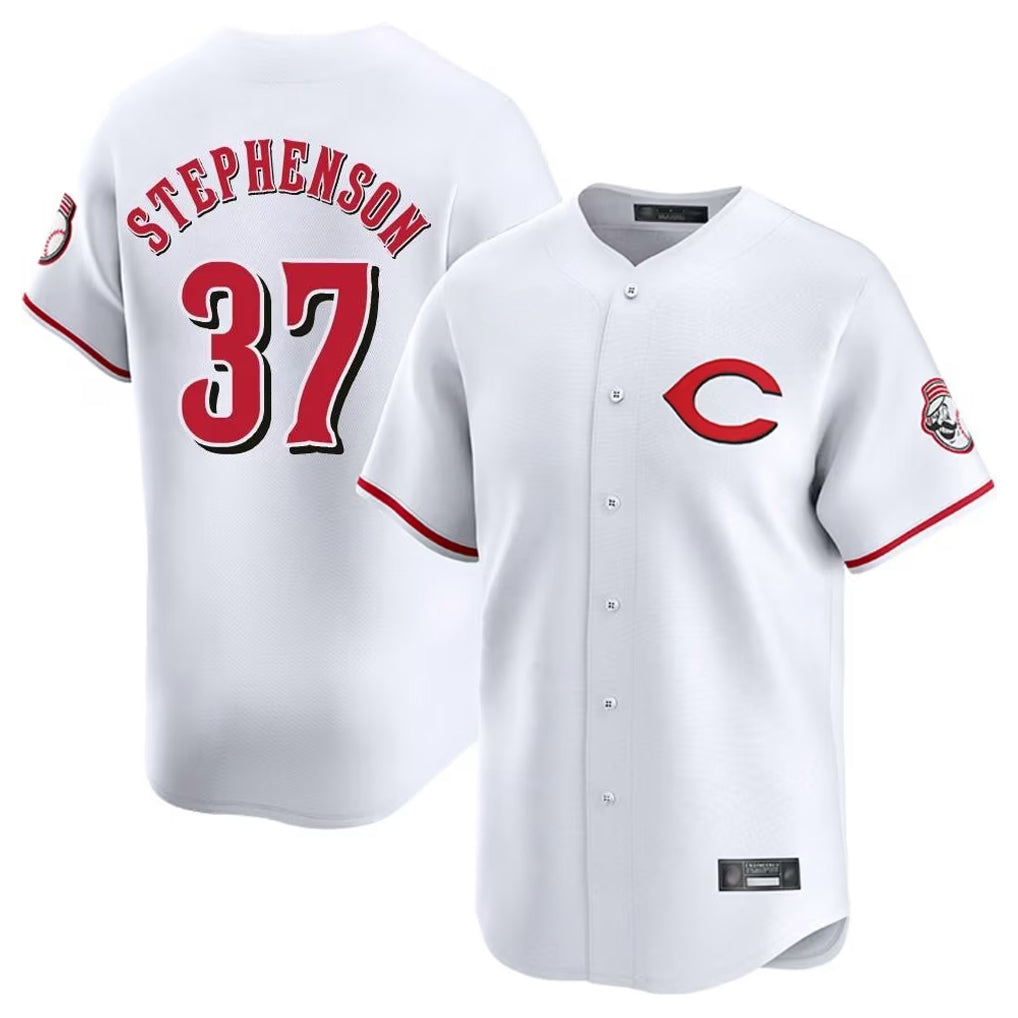 C.Reds #37 Tyler Stephenson Player White Limited Home Gdoa Stitched Jerseys