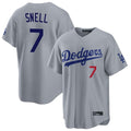 LA.Dodgers #7 Blake Snell Player Gray Game Home Gdoa Stitched Jerseys