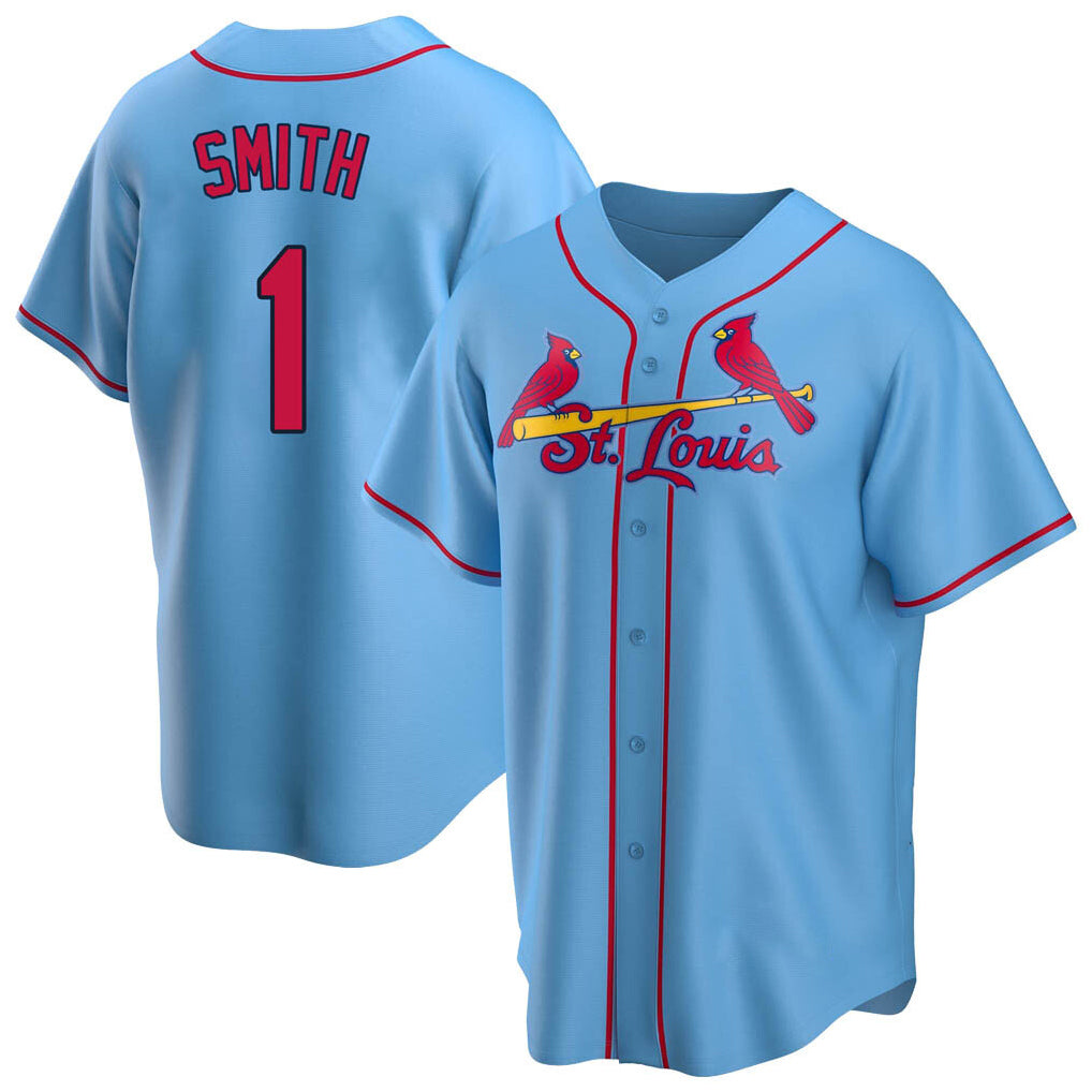 St. Louis Cardinals #1 Ozzie Smith Player Light Blue Home Game Stitched Jerseys