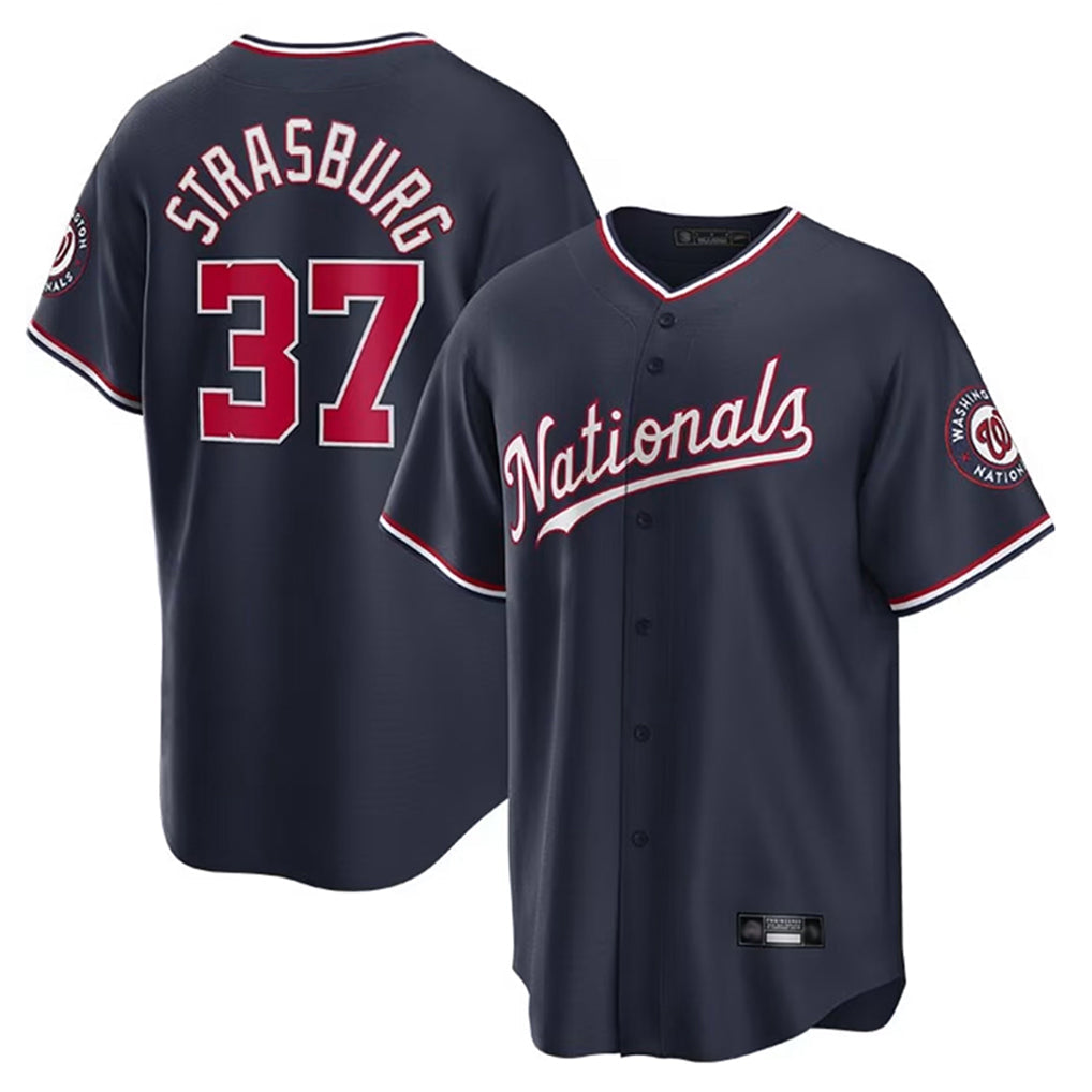 W.Nationals #37 Stephen Strasburg Player Navy Replica Stitched Jerseys