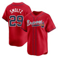A.Braves #29 John Smoltz Player Red Limited Home Game Gdoa Stitched Jerseys