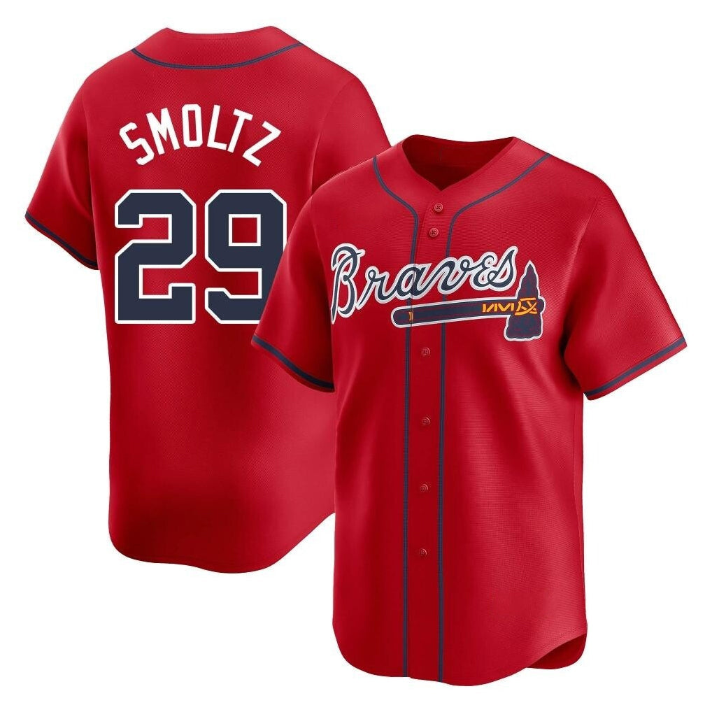 A.Braves #29 John Smoltz Player Red Limited Home Game Gdoa Stitched Jerseys