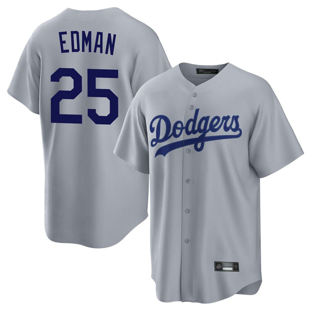 LA.Dodgers #25 Tommy Edman Player Gray Game Gdoa Stitched Jerseys