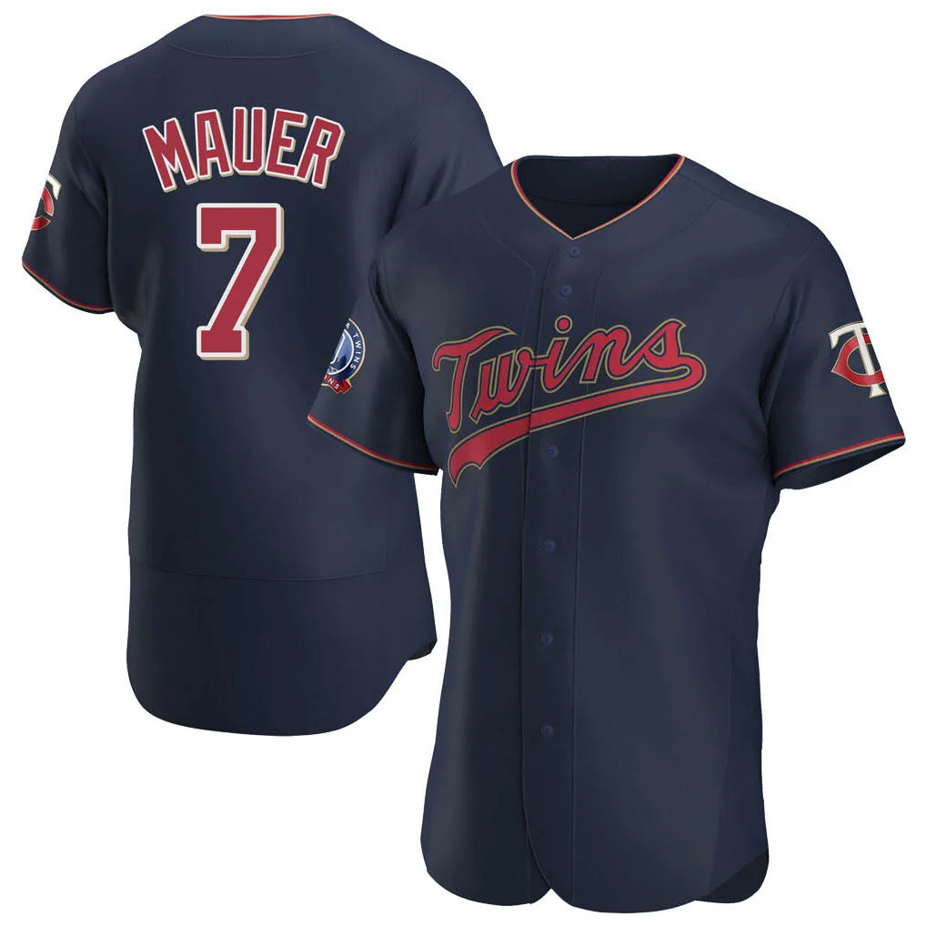 M.Twins #7 Joe Mauer Player Navy 60th Home Limited Elite Gdoa Stitched Jerseys