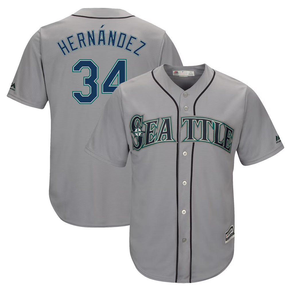 S.Mariners #34 Felix Hernandez Player Gray Majestic Home Cool Base Limited Stitched Jerseys