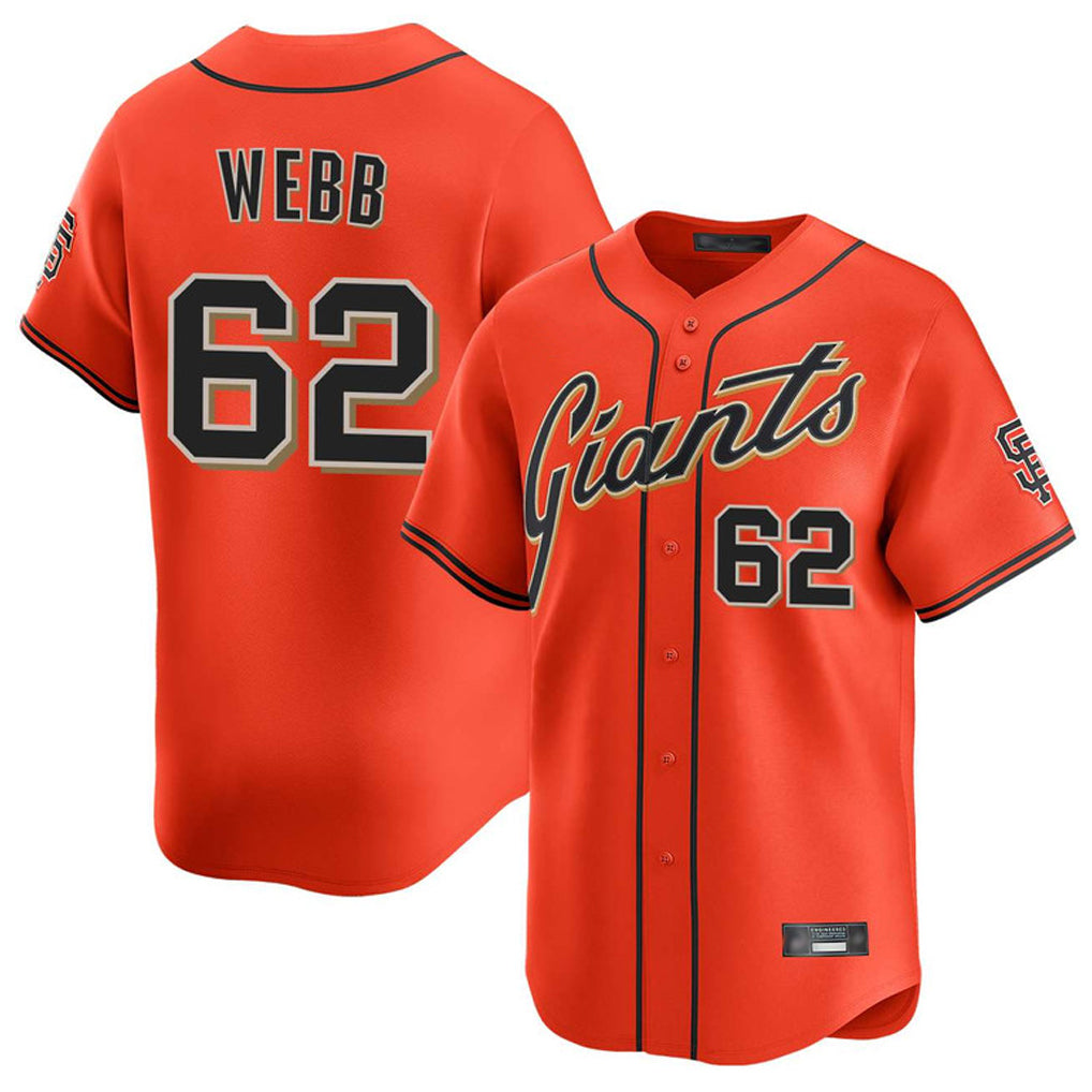 SF.Giants #62 Logan Webb Player Orange Home Limited Stitched Jerseys