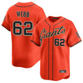 SF.Giants #62 Logan Webb Player Orange Home Limited Stitched Jerseys
