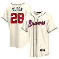 A.Braves #28 Matt Olson Player Cream Home Game Gdoa Stitched Jerseys